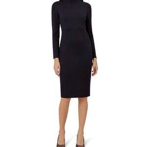 Hobbs London Elegant Navy Long Sleeve Dress